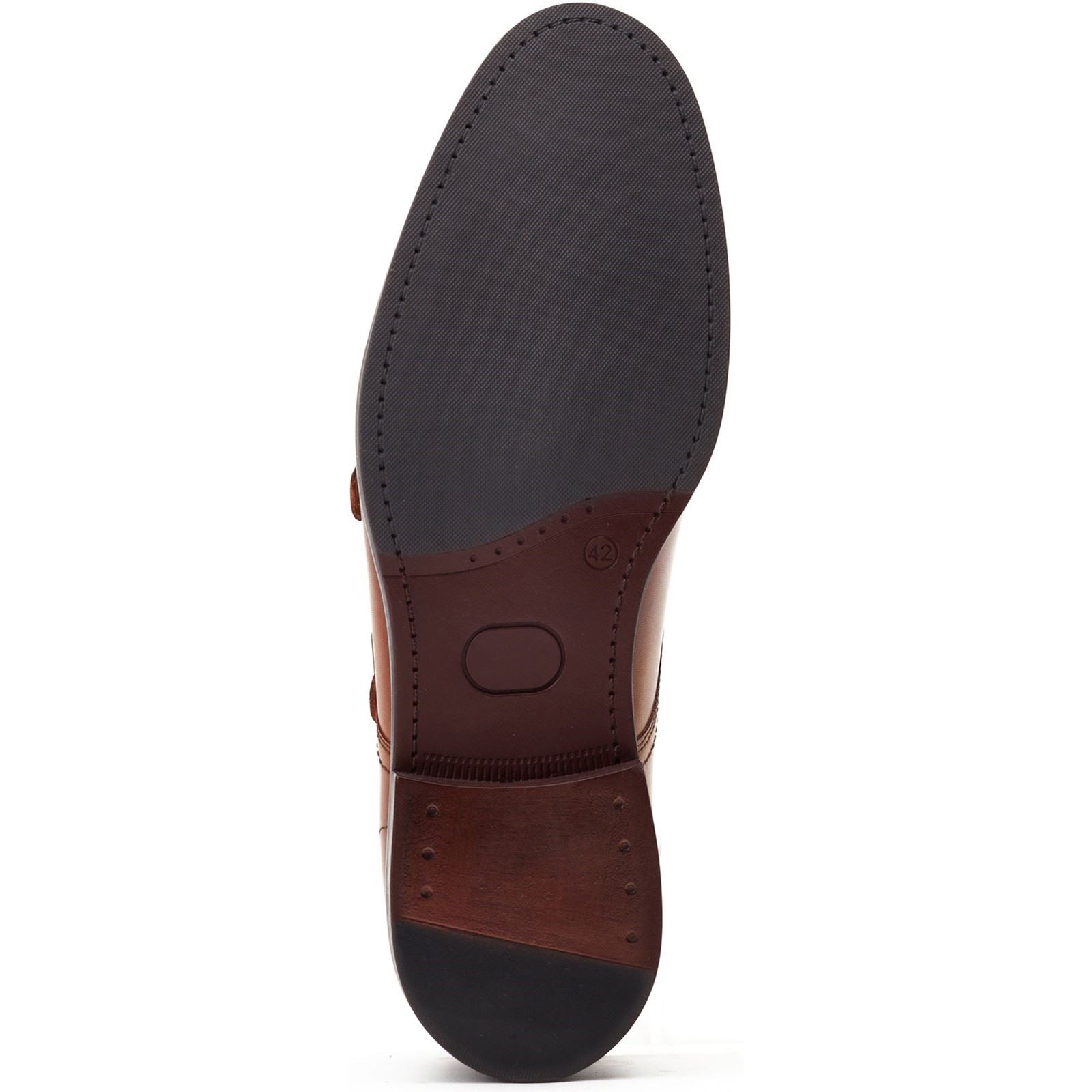 Base London Diablo Chaussures À Double Boucle Pour Hommes En Cuir Brun Brûlé