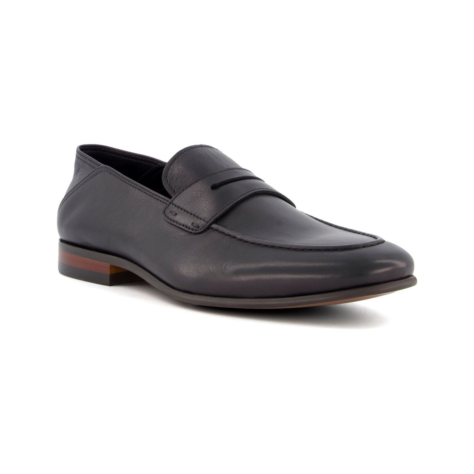 Dune Sync Mocassins Noirs En Cuir Pour Hommes