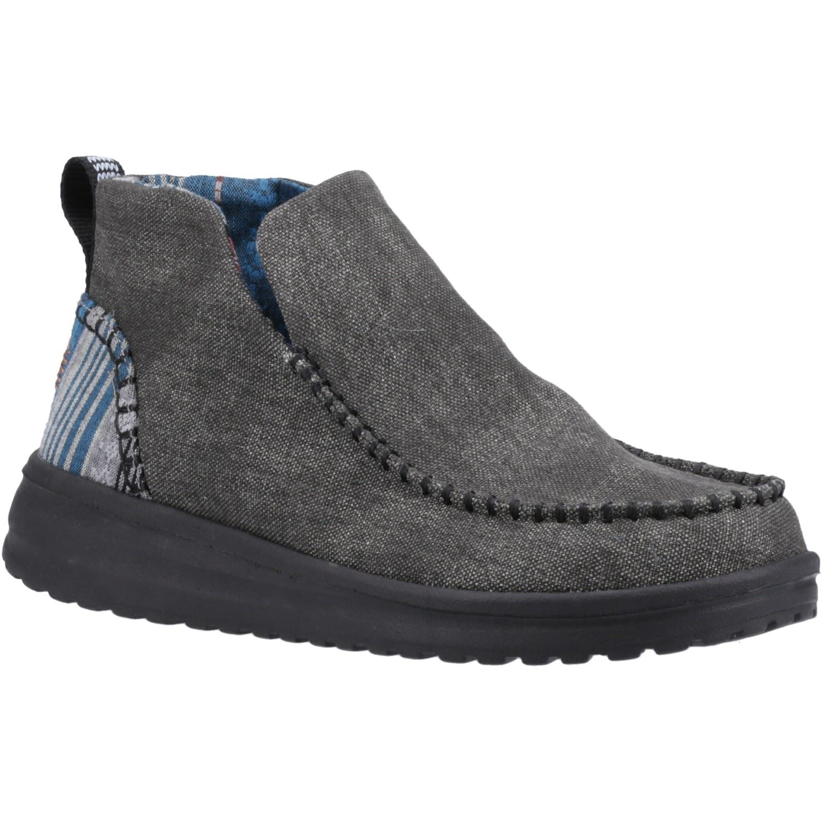 HEYDUDE Denny Bottes Noires En Coton Pour Femmes