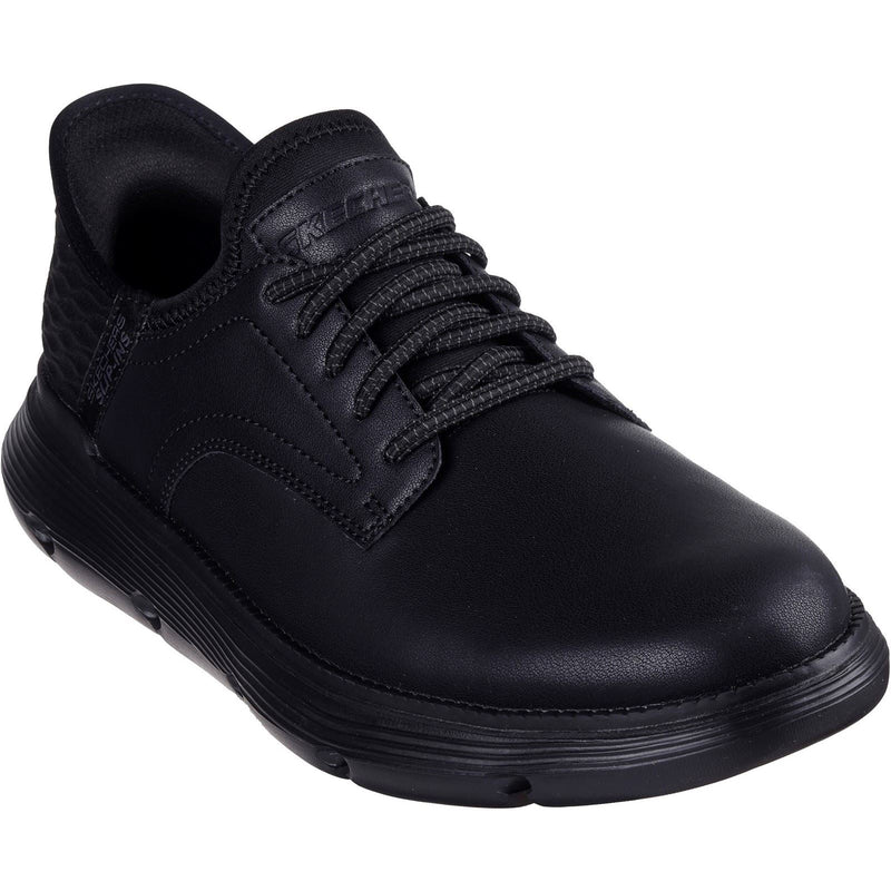 Skechers Garza Gervin Chaussures En Cuir Noir À Lacets Pour Hommes