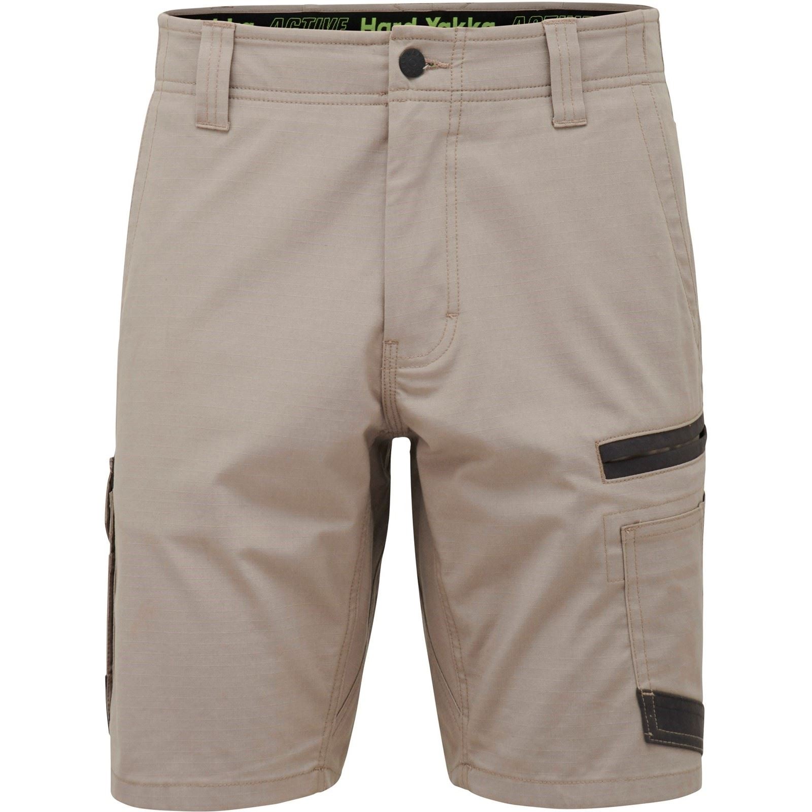 Hard Yakka Raptor Active Shorts En Coton Pour Hommes Couleur Beige Longueur Genoux