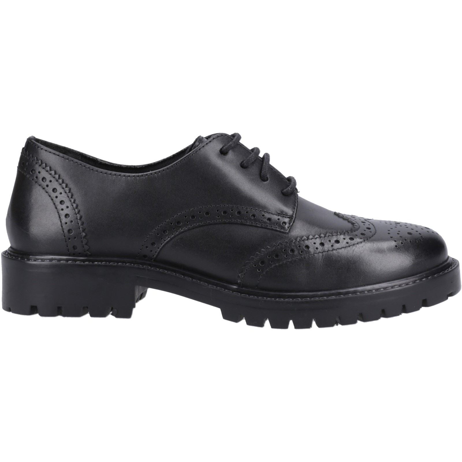 Hush Puppies Athena Senior Chaussures Noires Pour Filles En Cuir