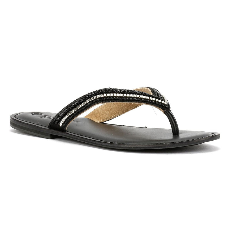 Tower London Metallic Bead Thong Sandales Noires Pour Femmes