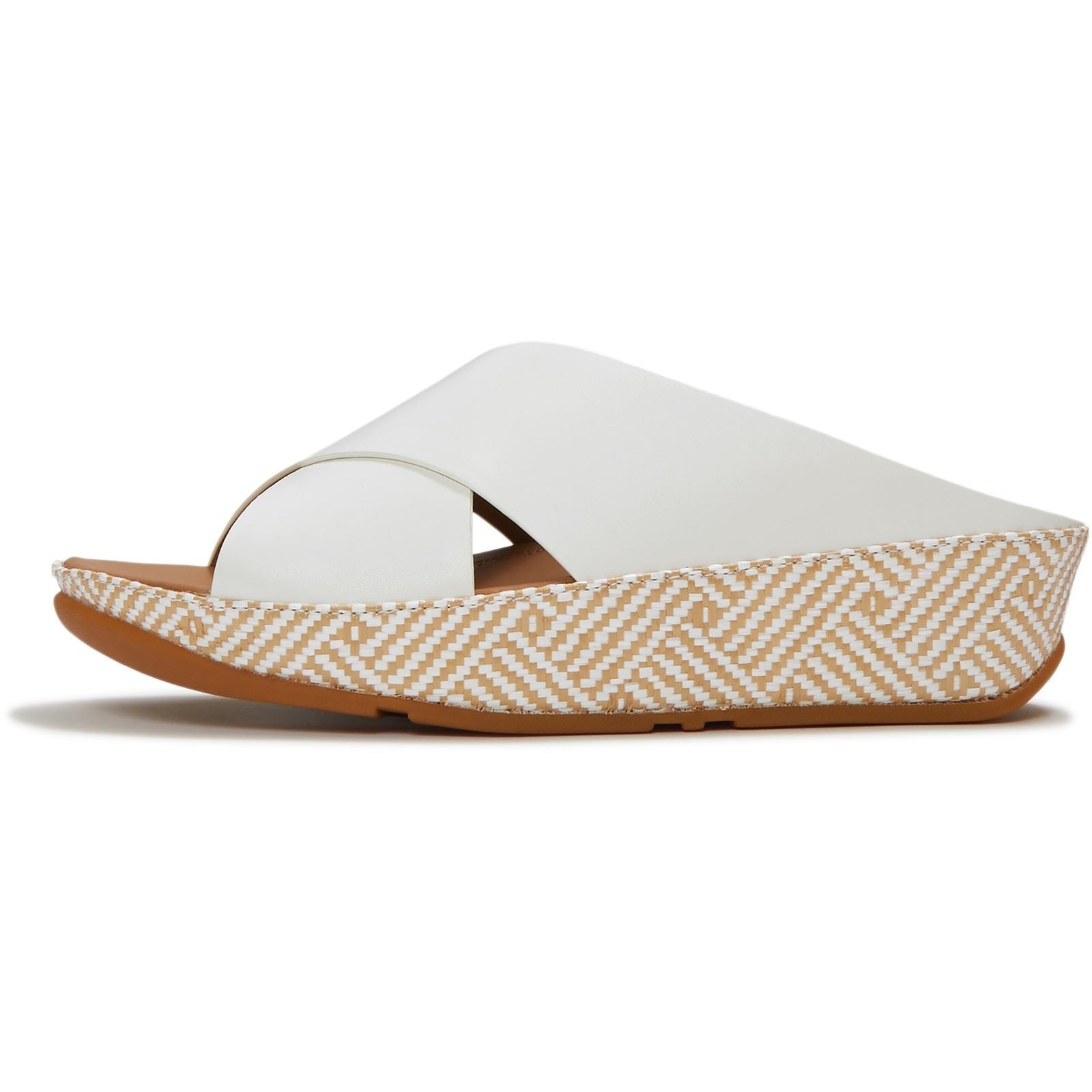 Fitflop Lulu Lux Graphic-Weave Sandales Blanches Urbaines En Cuir Pour Femmes