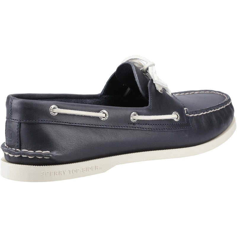 Sperry Authentic 2 Eye Chaussures Bateau Pour Hommes En Cuir Bleu Marine