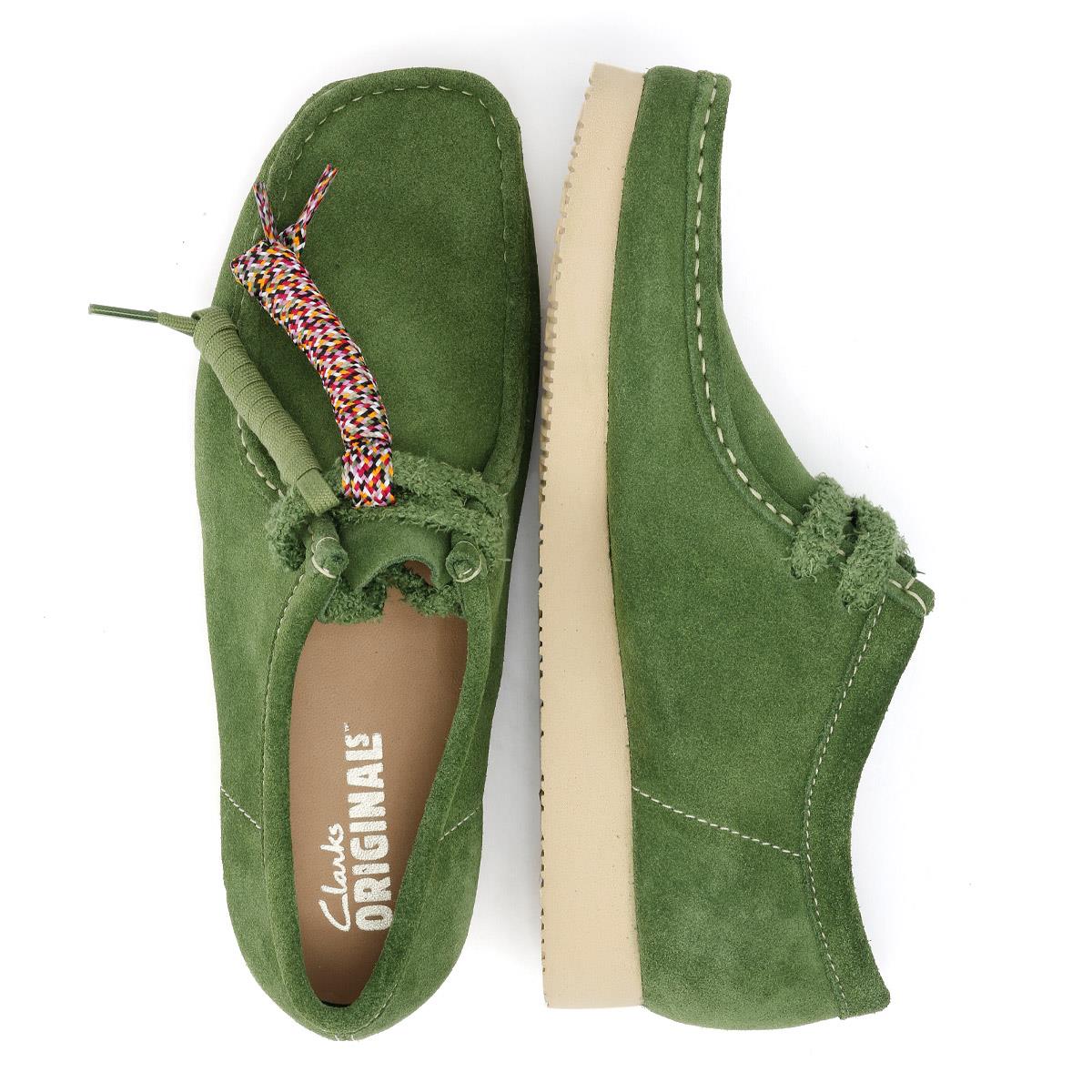 Clarks Originals Wallabee Day Chaussures À Lacets Vertes Pour Hommes En Daim