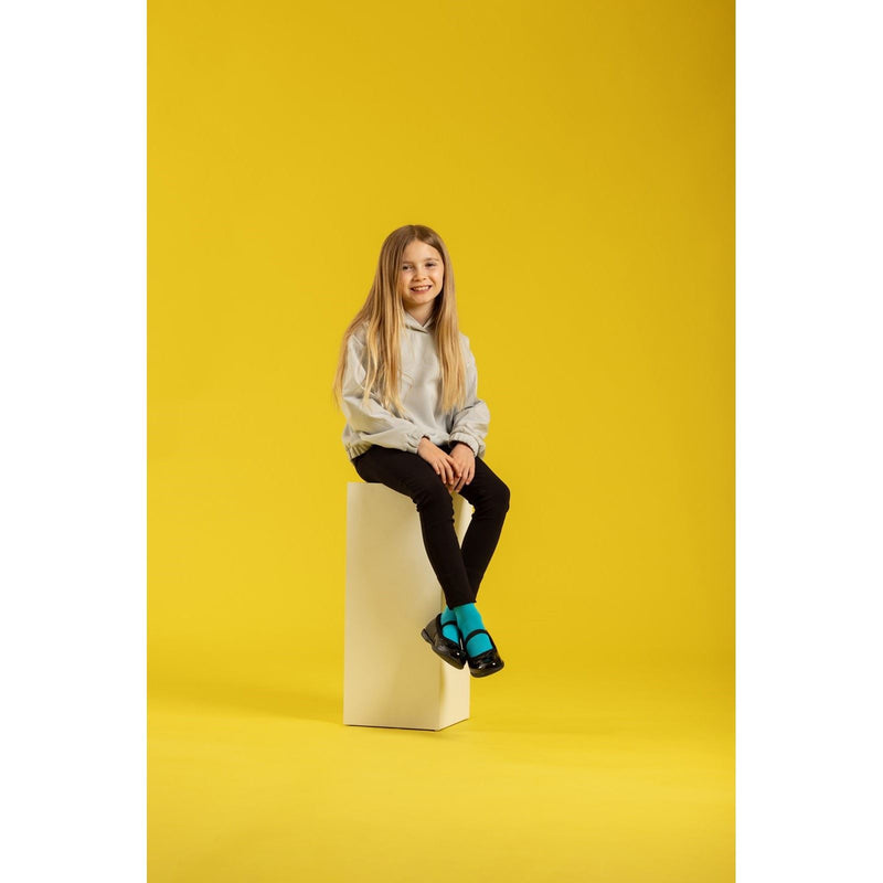 Hush Puppies Betty Patent Junior Chaussures Noires Pour Filles En Cuir