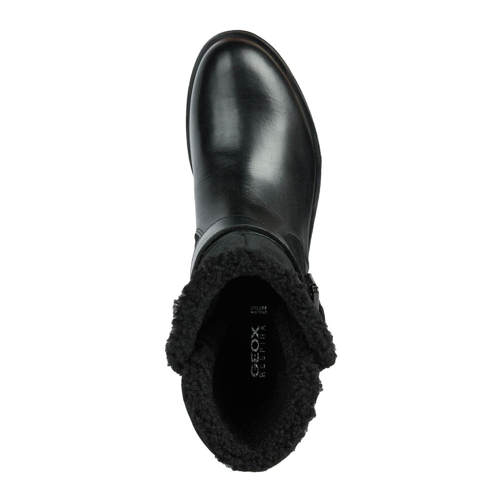 Geox D Rawelle B ABX A Bottes En Cuir De Vache Pour Femme, Couleur Noire