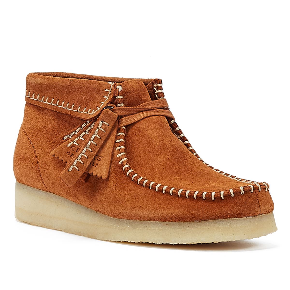 Clarks Bottes Murales Wallabee En Daim Couture Femme Couleur Ginger.