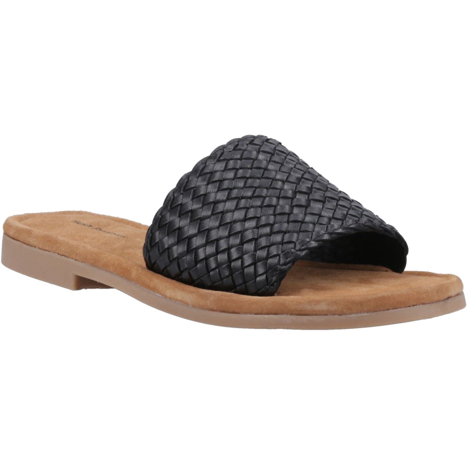 Hush Puppies Hetty Slide Sandales Noires Pour Femmes En Cuir