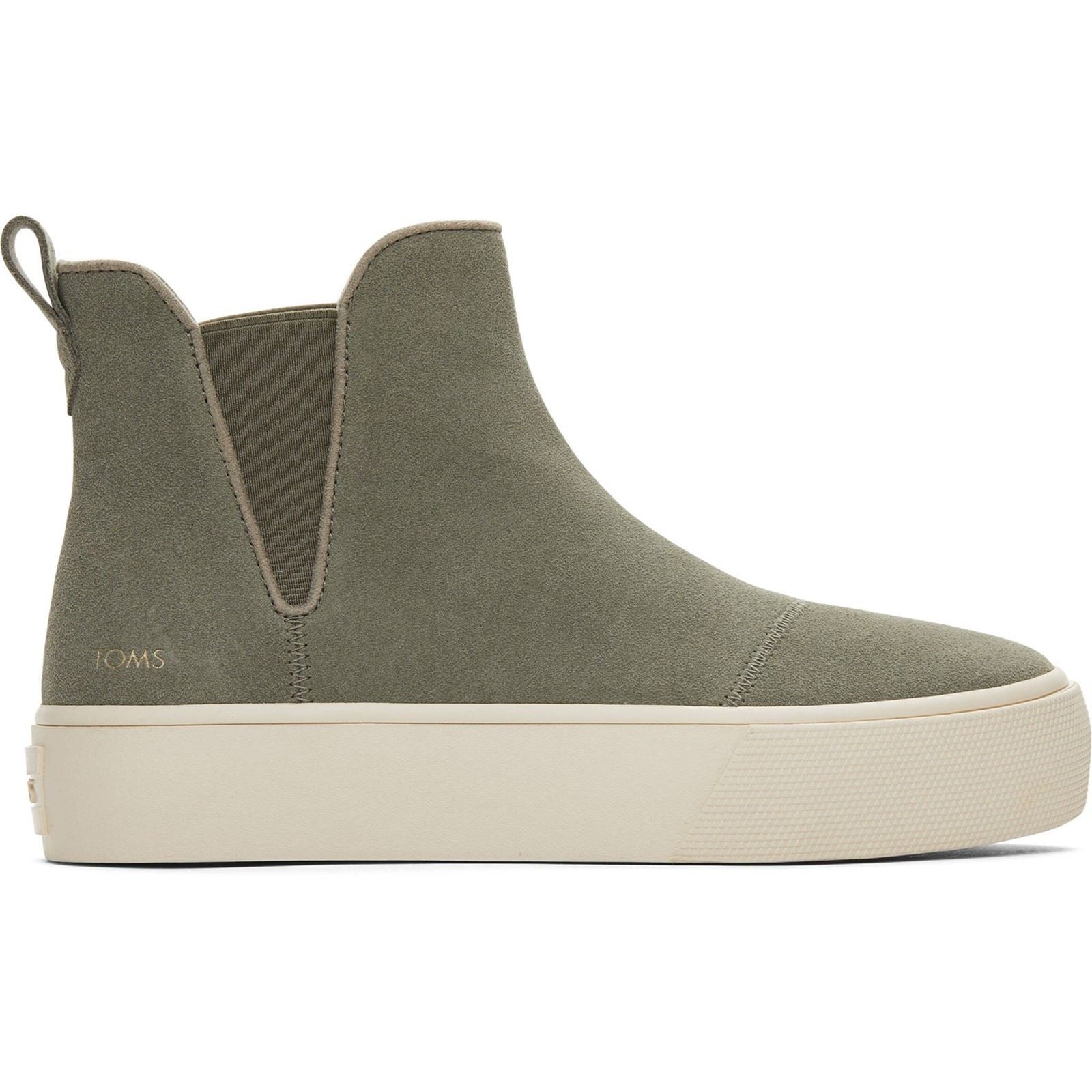 TOMS Fenix Platform Bottines Plates En Cuir Pour Femmes En Vetiver Gris