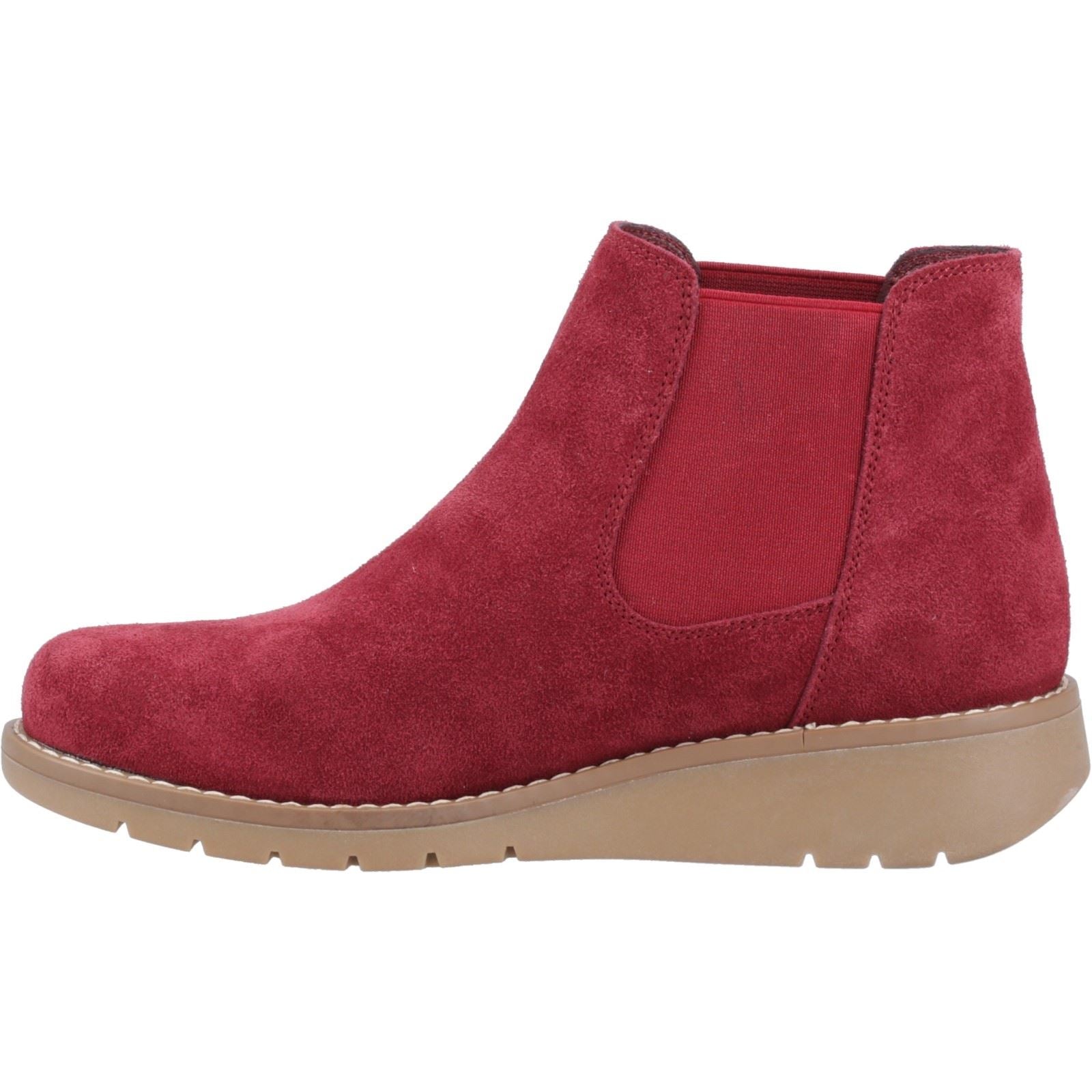 Hush Puppies Leonie Femmes Bottines Plates Chelsea Bordeaux En Daim