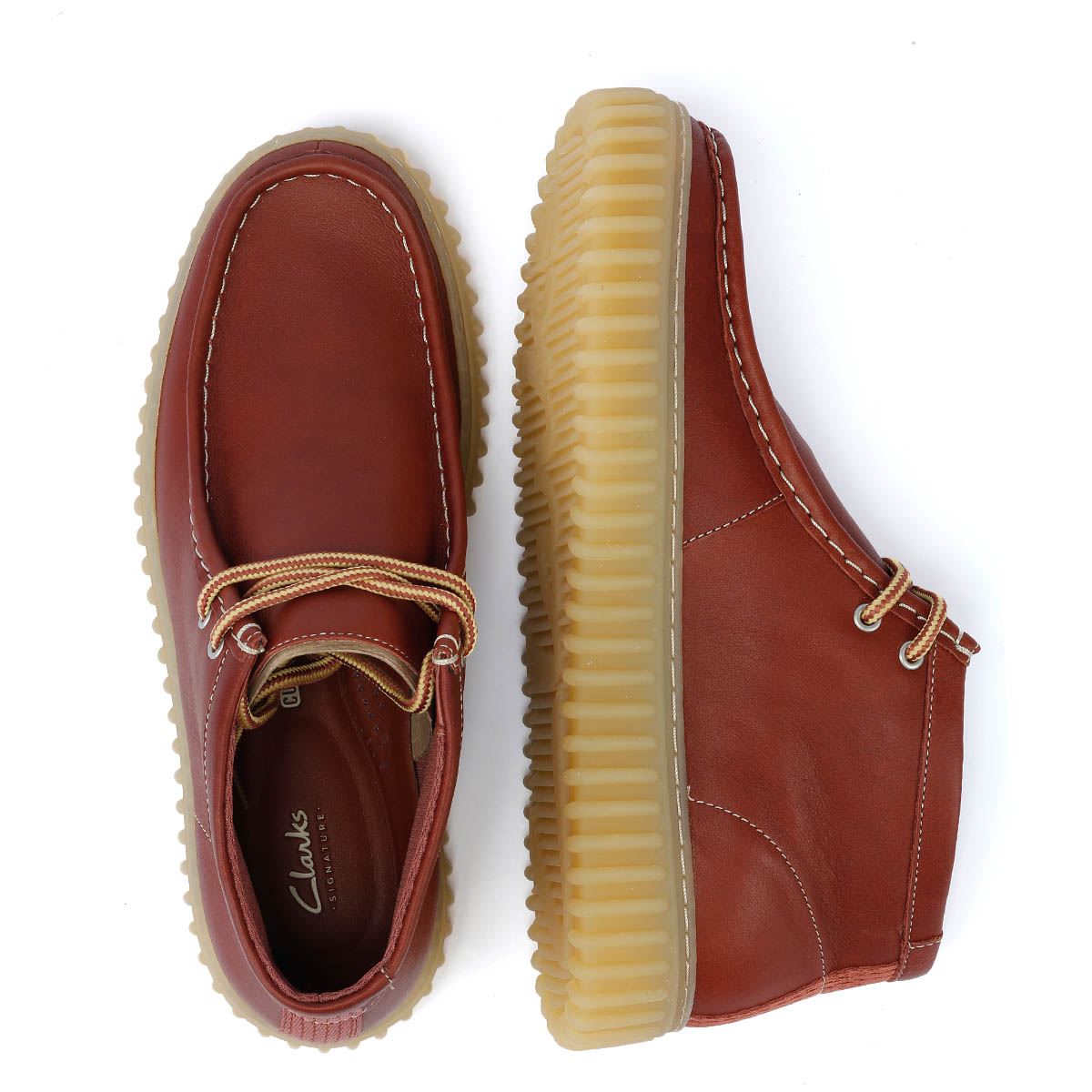 Clarks Main Torhill Hi Bottes Hommes En Cuir Marron