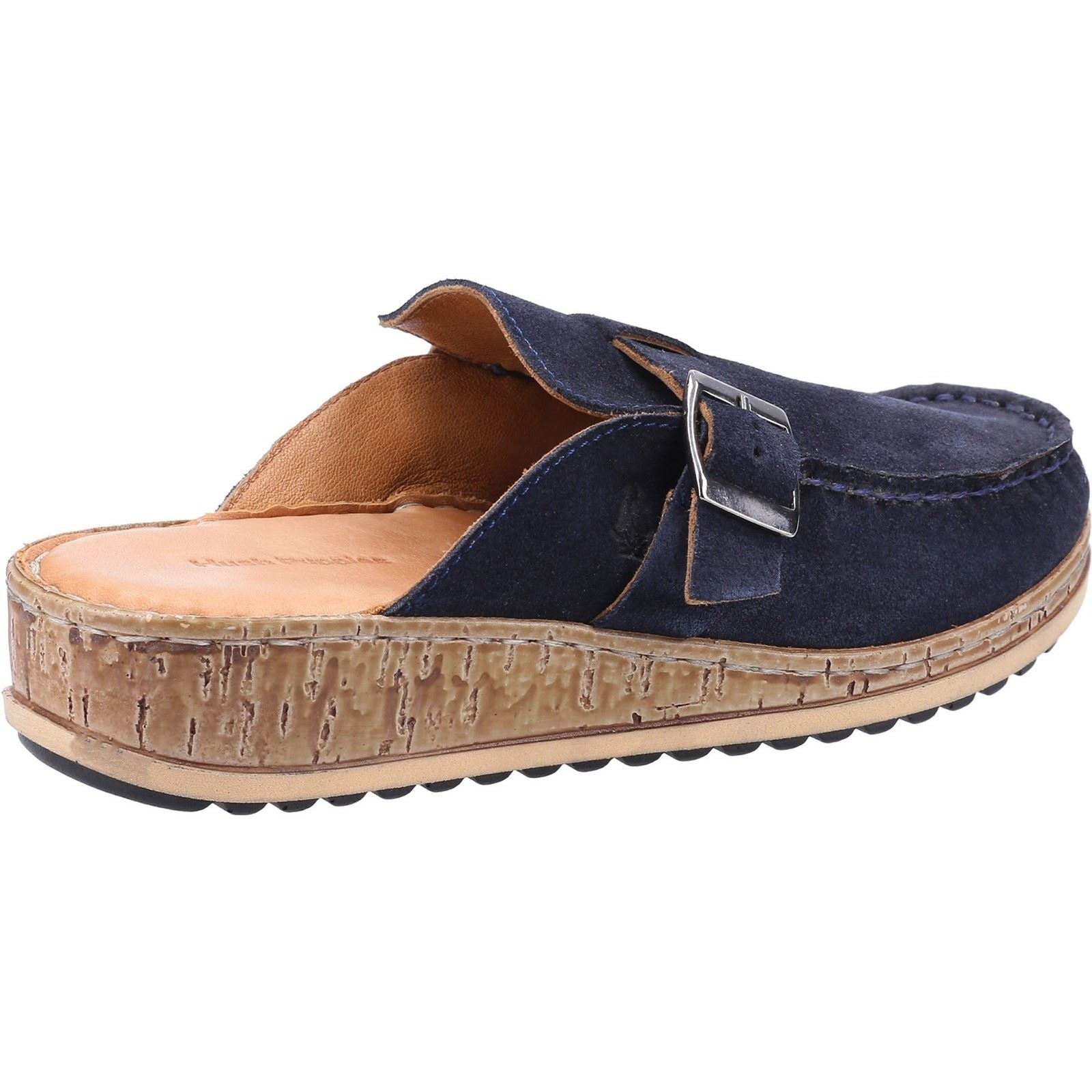 Hush Puppies Sorcha Mule Sandales En Daim Bleu Marine Pour Femme En Cuir.