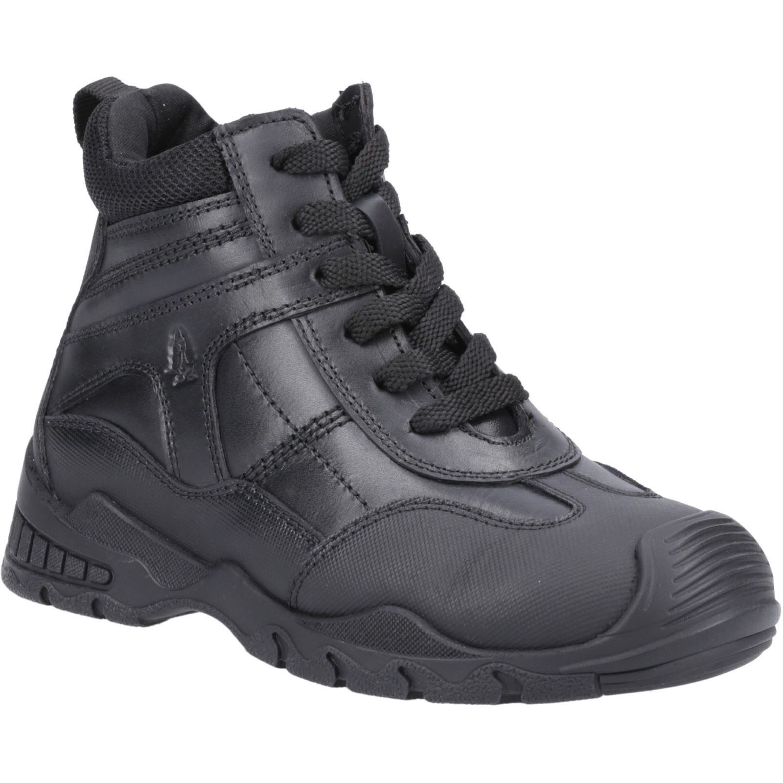 Hush Puppies Titus SNR Bottes Noires En Cuir Pour Garçons