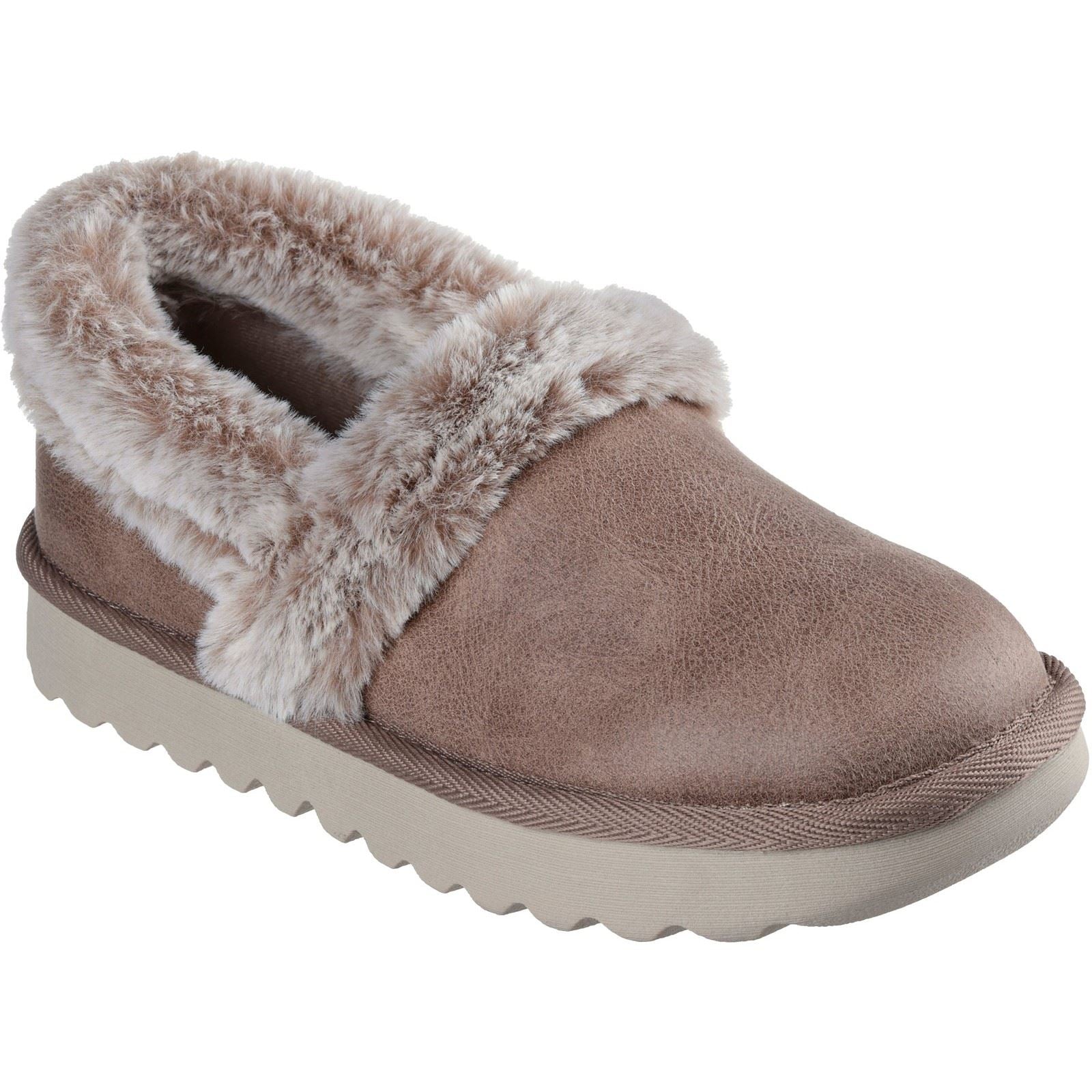 Skechers Cozy Up Chaussons En Polyester Pour Femmes De Couleur Taupe