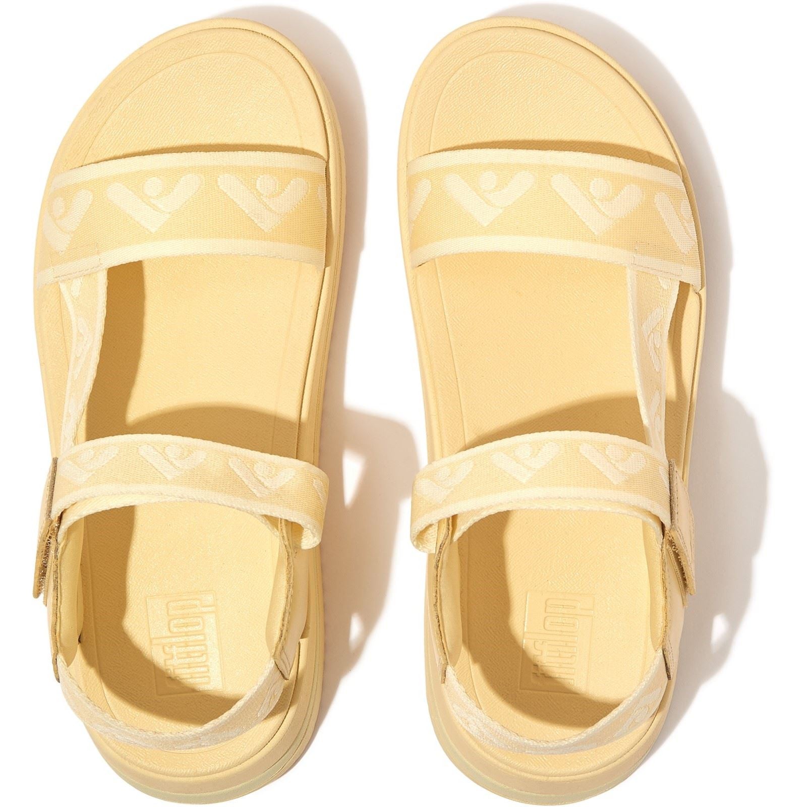 Fitflop Surff Back Strap Sandales Larges Mellow Yellow Pour Femmes En Polyester/Cuir