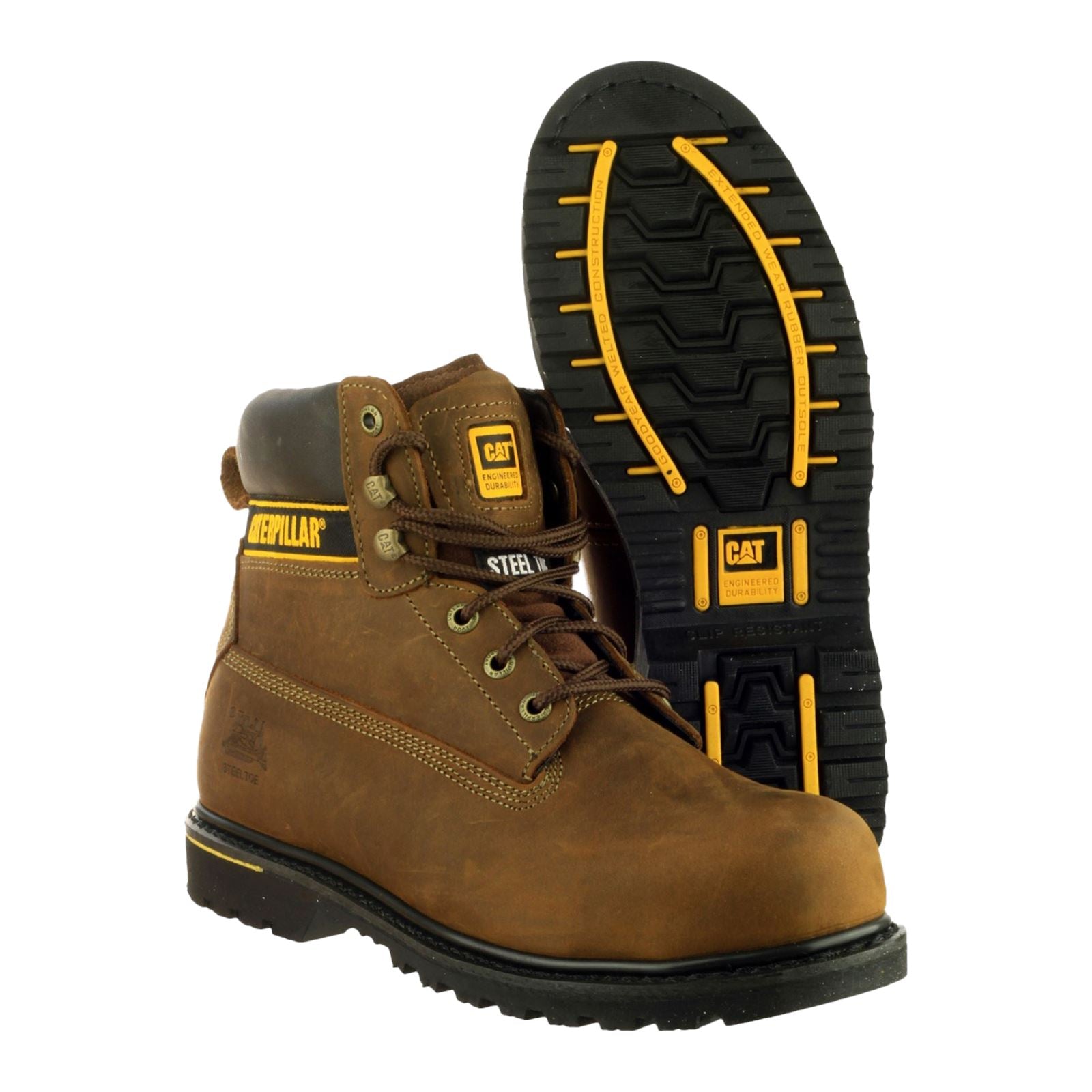Caterpillar Bottes De Sécurité En Cuir Marron Cat Holton S3