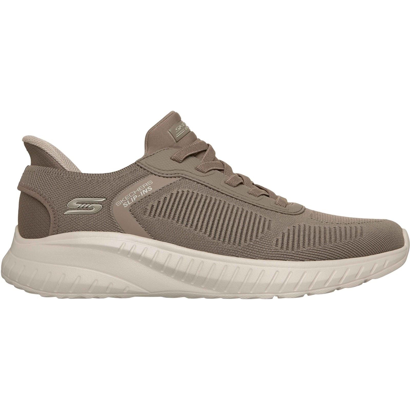 Skechers BOBS Sport Squad Chaos Solid Step Baskets Pour Homme En Taupe Foncé Textile