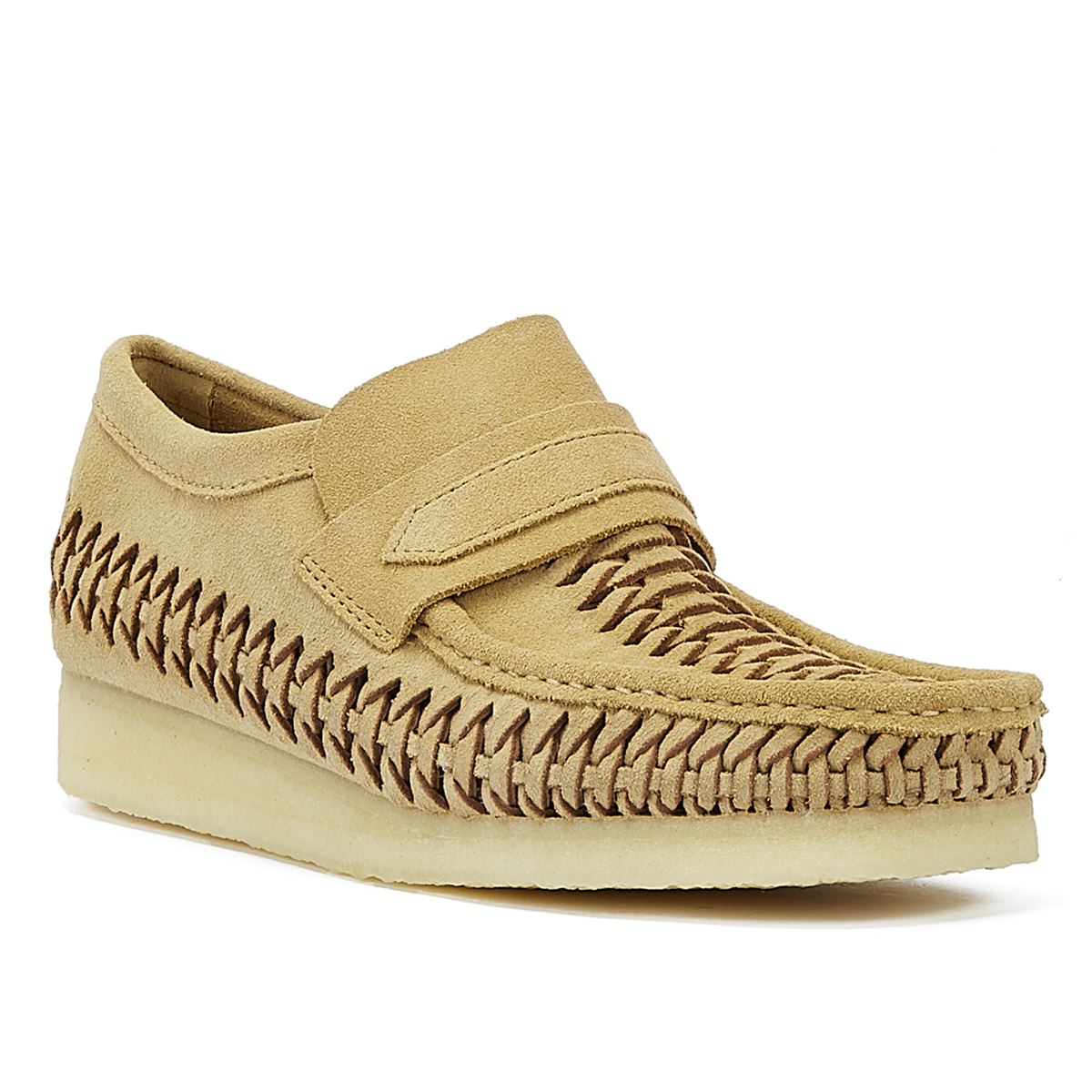 Clarks Originals Wallabee Loafer Weave Suede Mocassins Homme En Érable