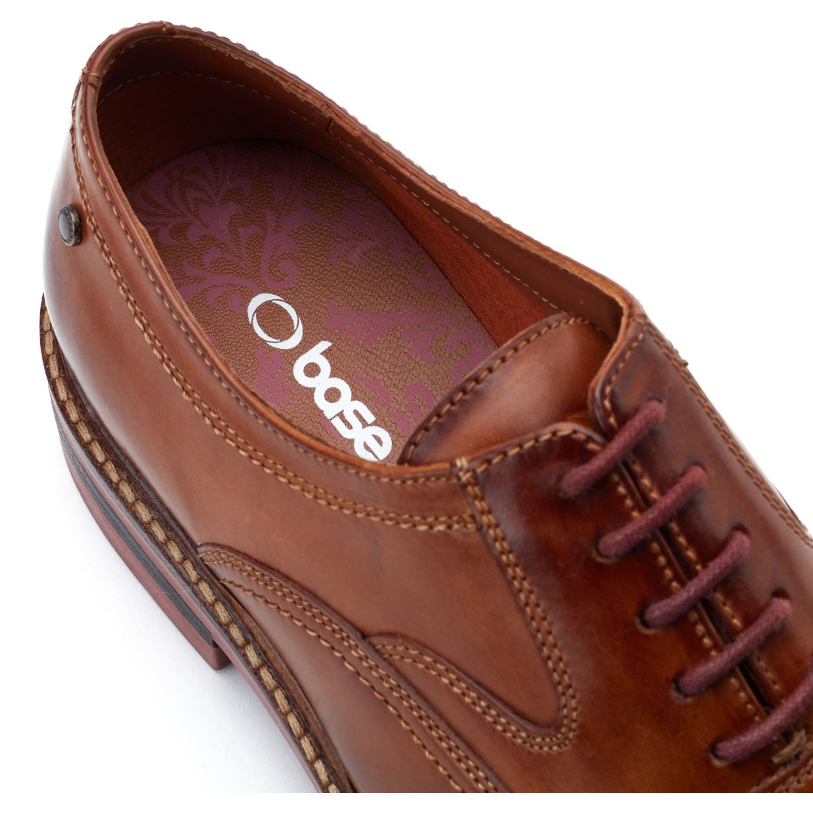 Base London Tatton Chaussures Oxford En Cuir Pour Hommes En Cuir Brûlé Tan