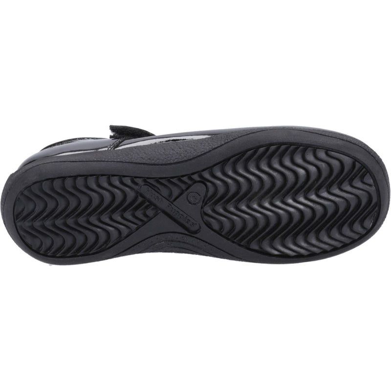 Hush Puppies Christina Patent Senior Chaussures Noires Pour Filles En Cuir