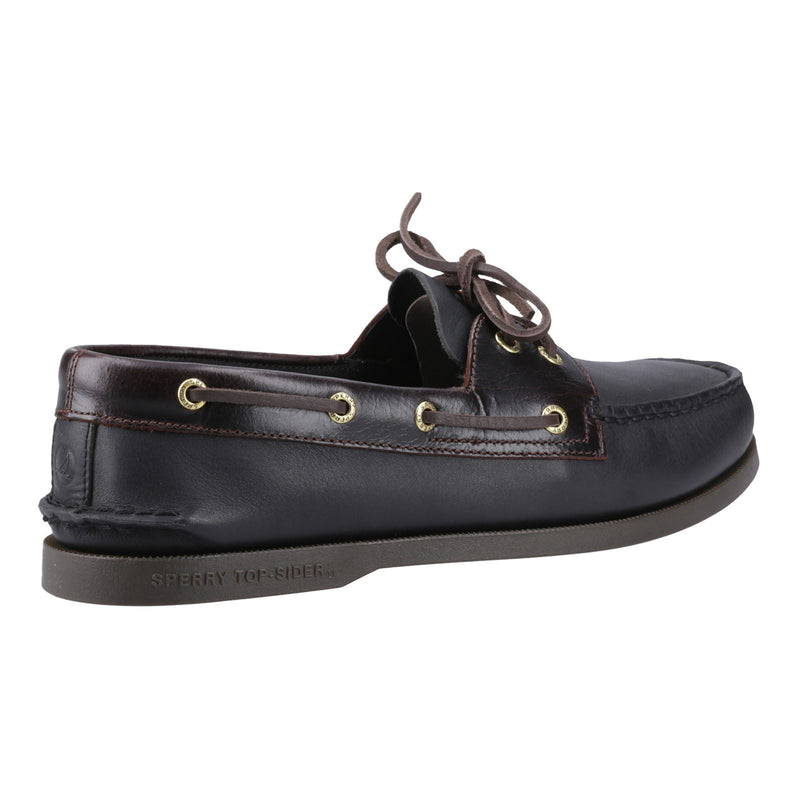 Sperry Authentic 2 Eye Chaussures Bateau Pour Homme En Cuir Amaretto/Noir