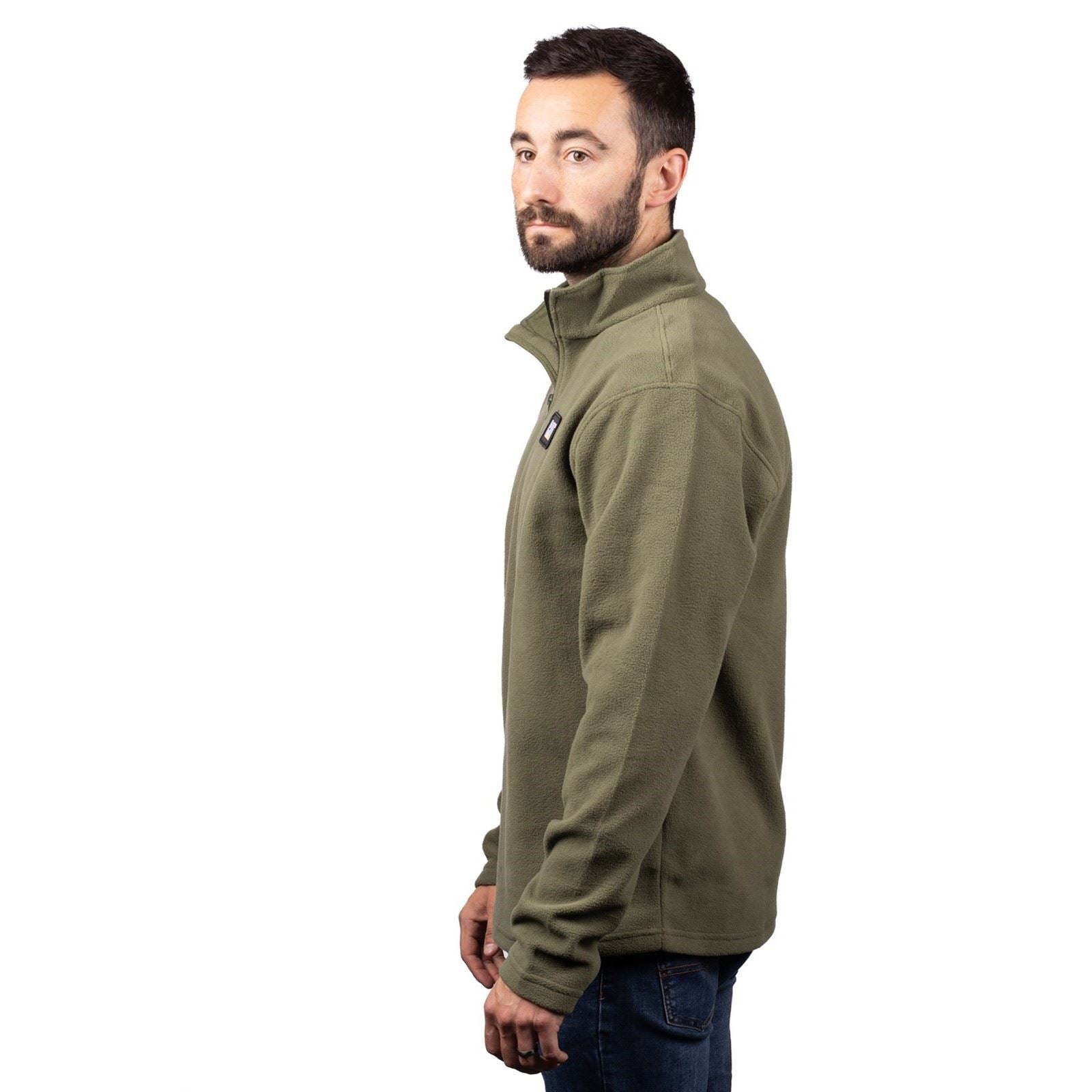 Caterpillar Cat Microfleece Quarter Zip Sweatshirt Green En Polyester Pour Homme