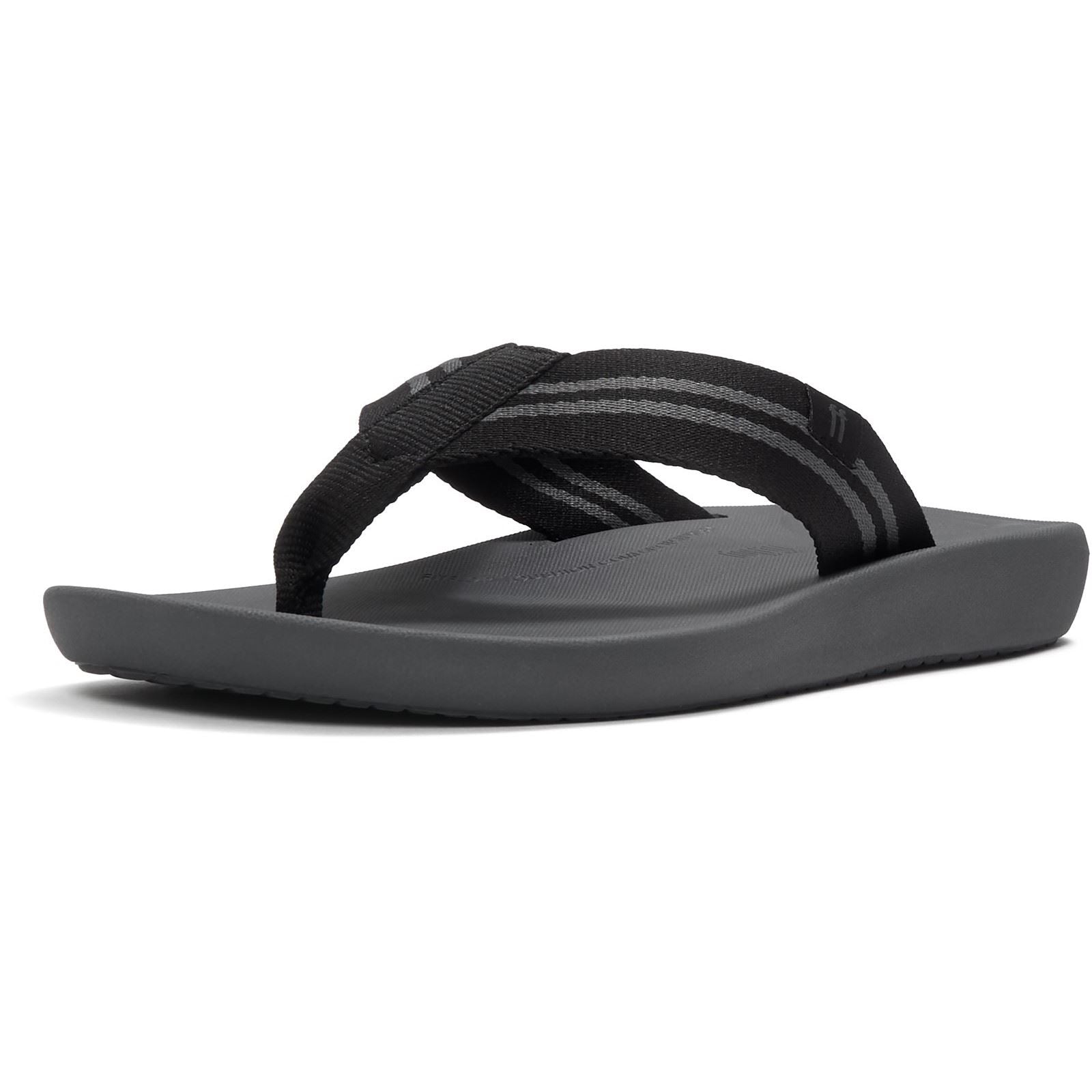 Fitflop iQushion Tongs En Polyester Pour Hommes Noires/Charbon