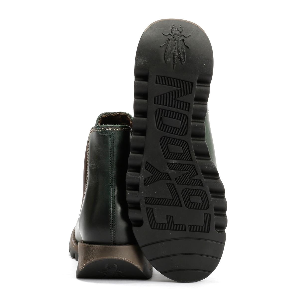 Fly London Salv Bottes En Cuir Vertes Pour Femmes