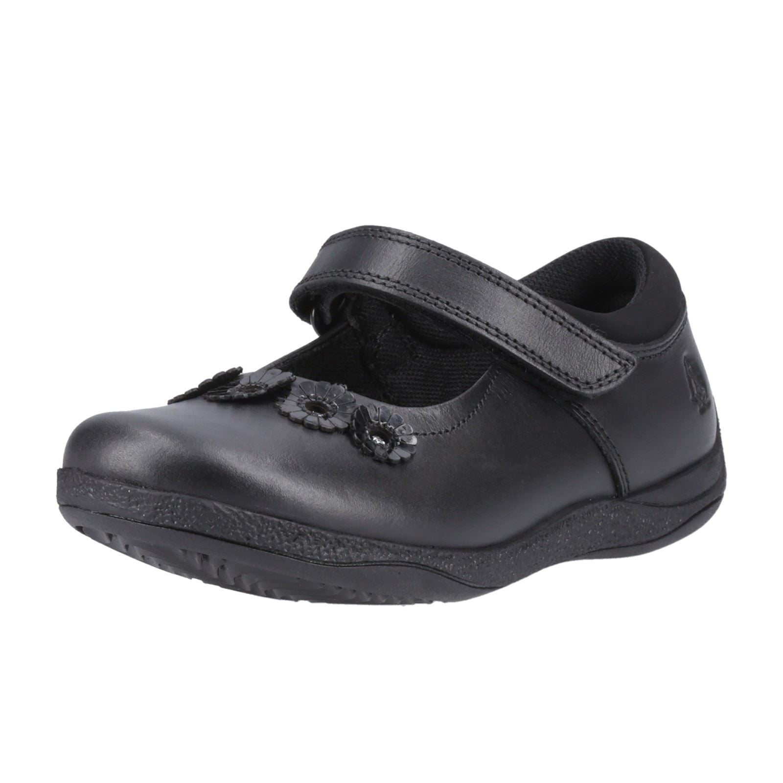 Hush Puppies Christina Junior Chaussures Noires Pour Filles En Cuir