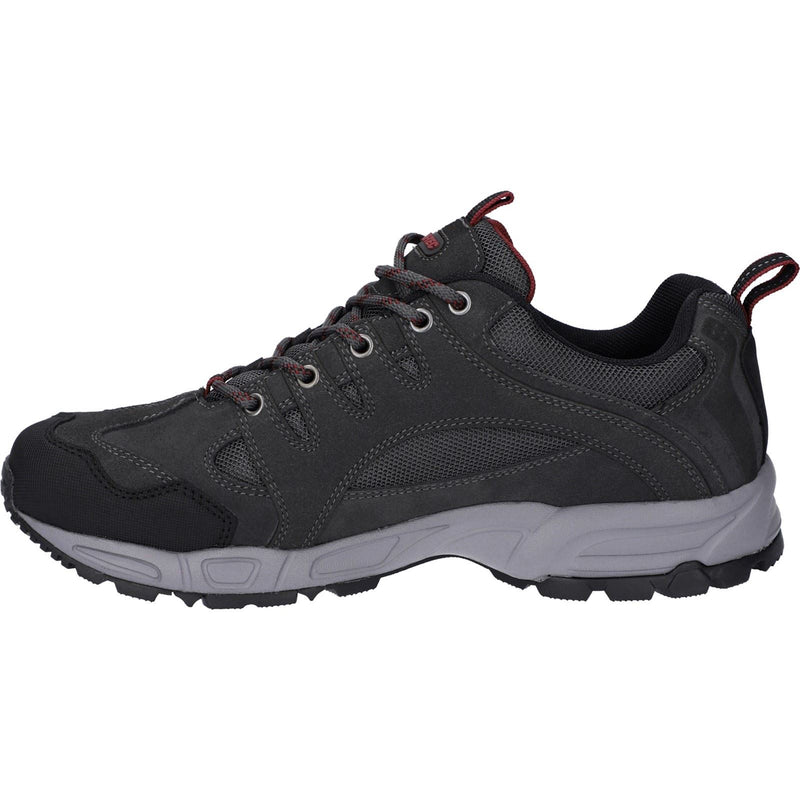 Hi-Tec Auckland Lite Chaussures De Randonnée Pour Homme En Cuir Gris Graphite/rouge Foncé