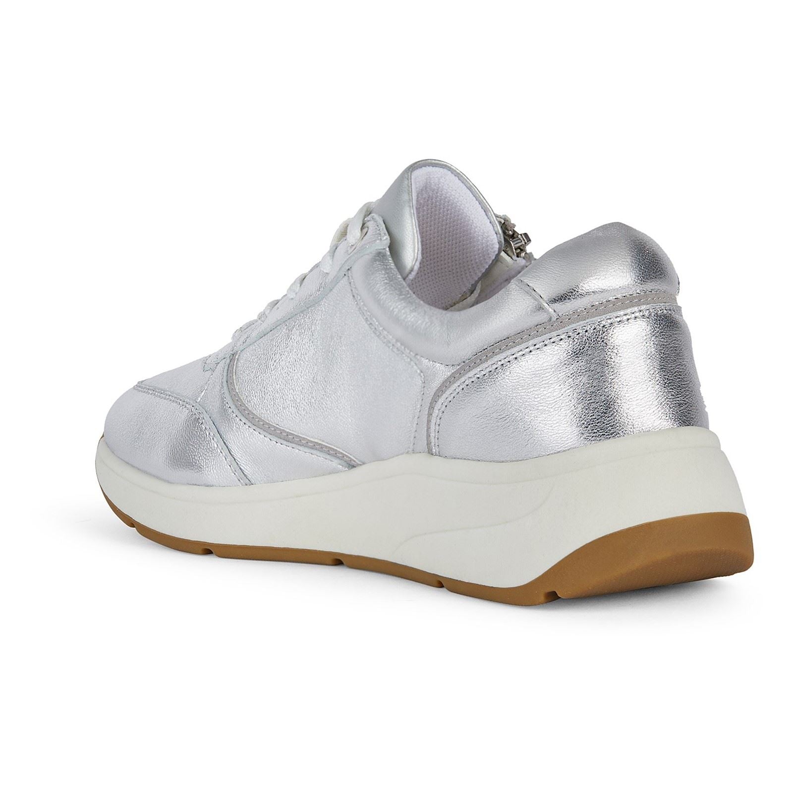 Geox D Cristael E Baskets Argentées Pour Femmes En Cuir Synthétique