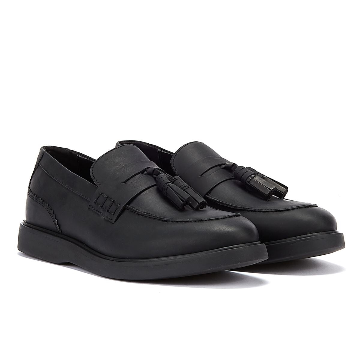 Hudson Mocassin Cato En Cuir Fou Pour Hommes Mocassins Noirs