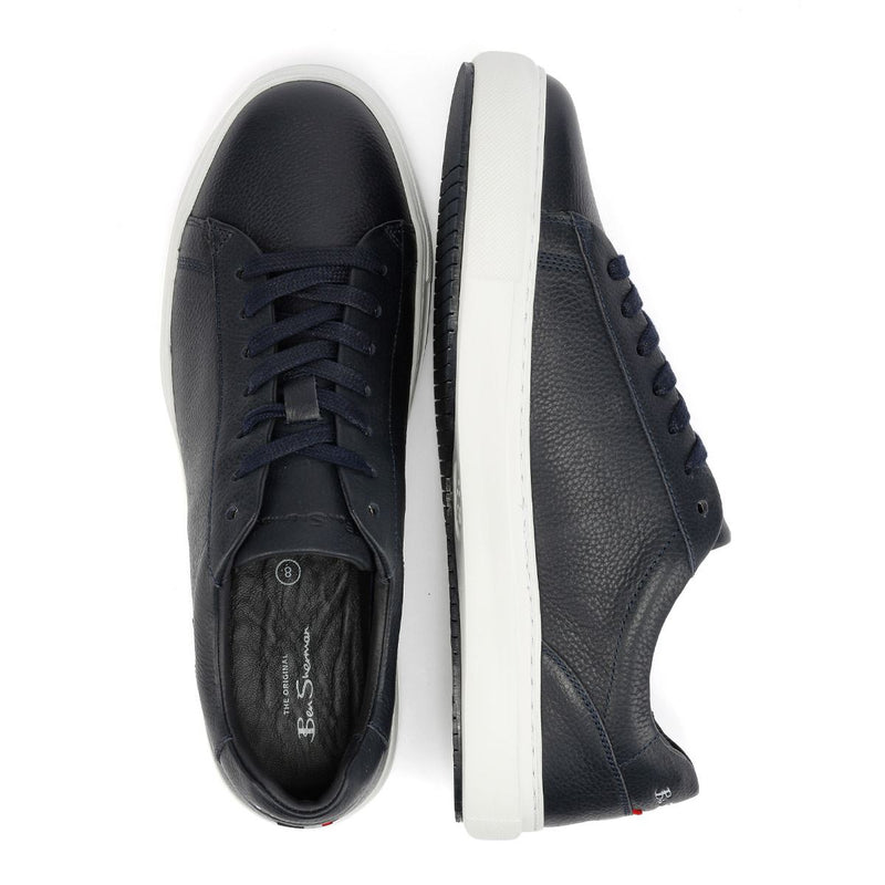 Ben Sherman Ace Cupsole Chaussures De Sport En Cuir Pour Hommes Bleues
