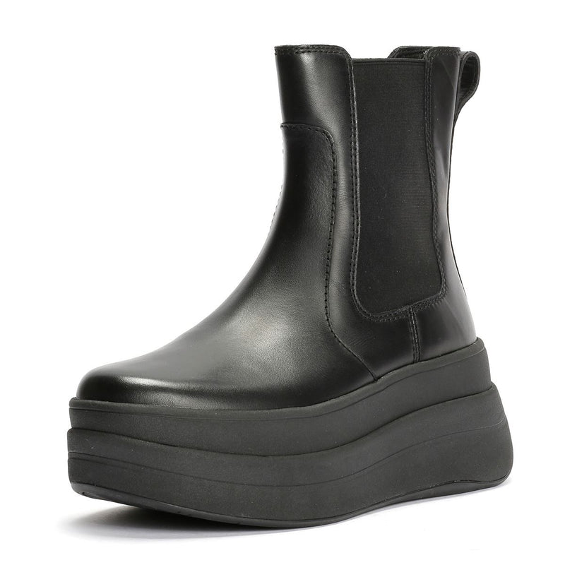 FitFlop F-Mode Bottes En Cuir Noires Pour Femmes