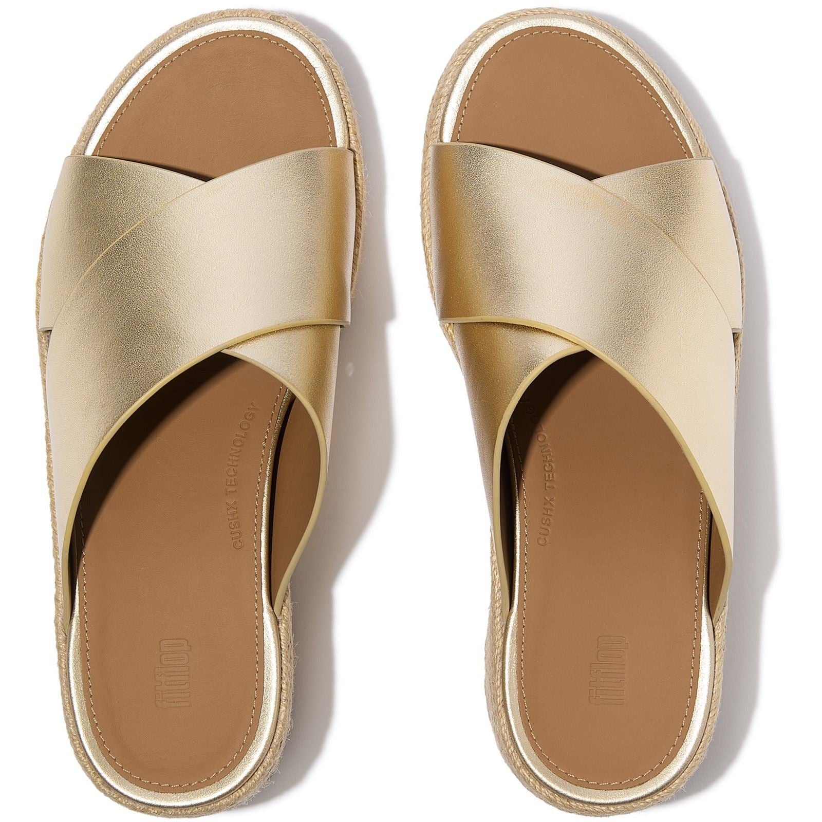 Fitflop Platfforms Sandales Platino En Cuir Pour Femmes