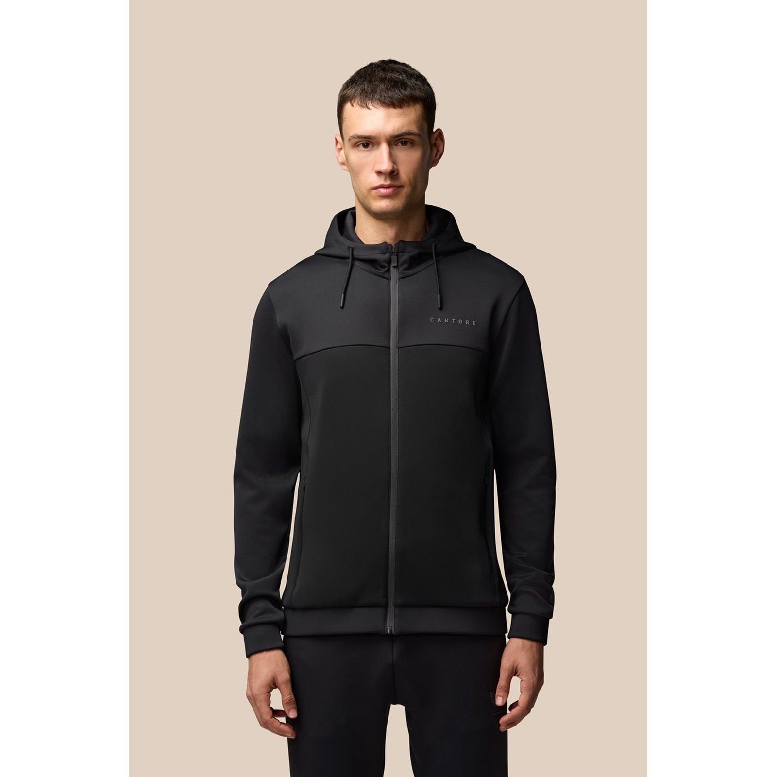 Castore Scuba Full Zip Through Hoody Sweat À Capuche Noir En Polyester Pour Homme