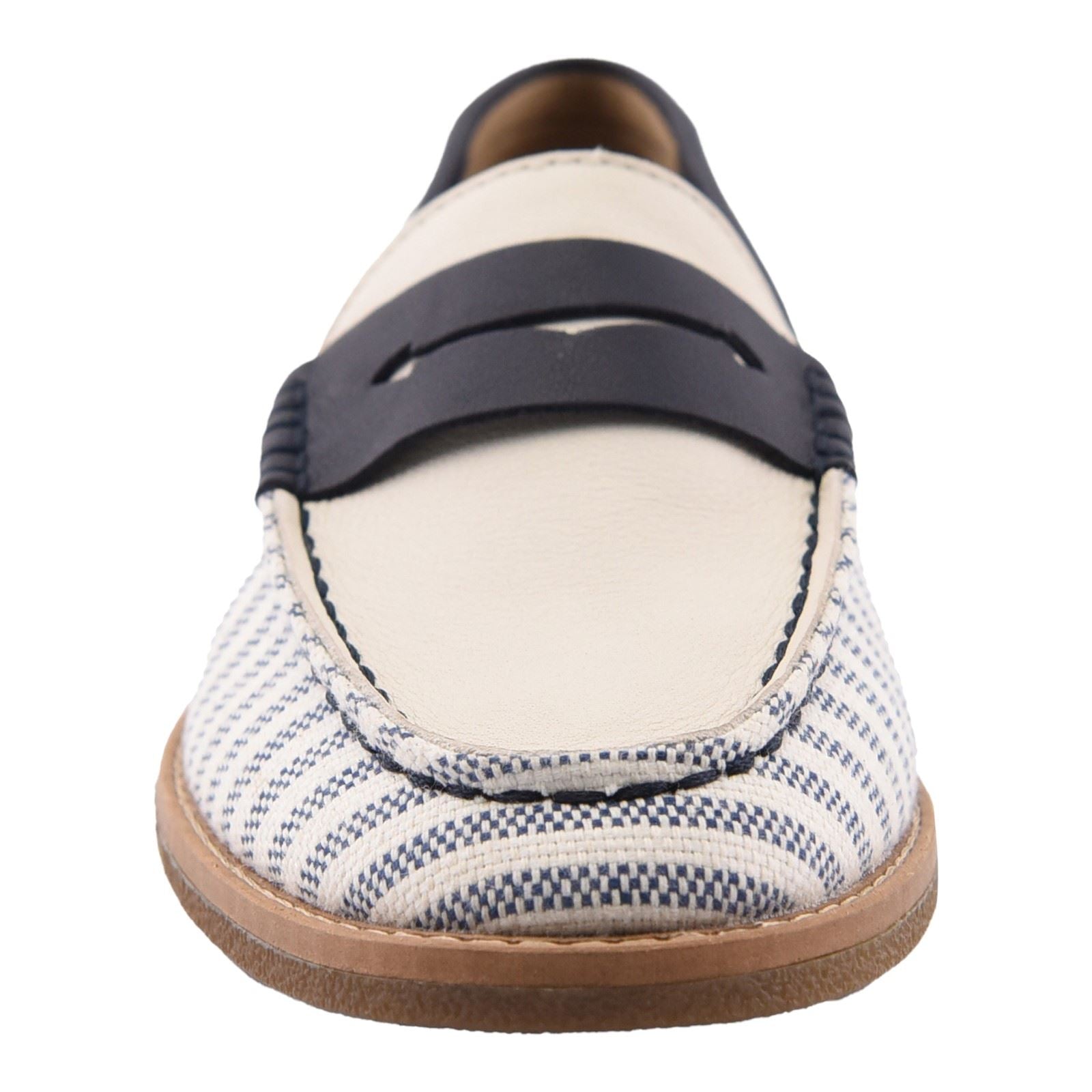 Sperry Port Driving Mocassins Femme Blanc/Marin En Textile