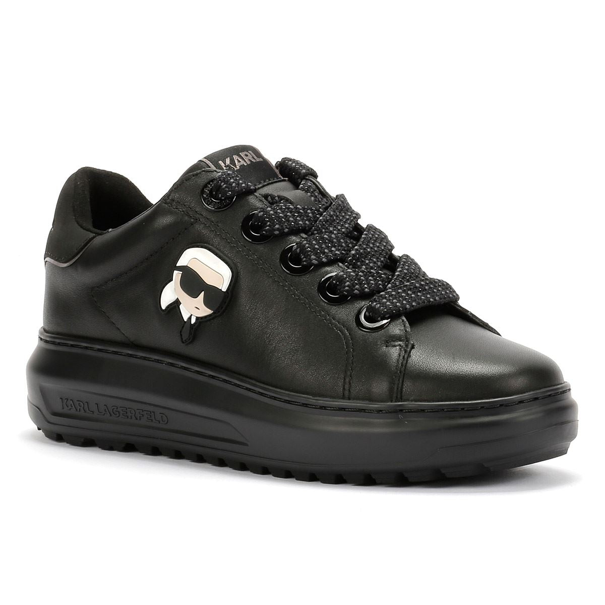 Karl Lagerfeld Kapri Lug Karl NFT Lo Lace Baskets Noires En Cuir Pour Femmes