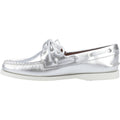 Sperry Authentic 2 Eye Chaussures Bateau En Cuir Argent Pour Femmes