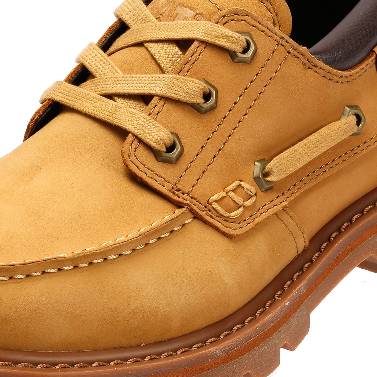 Caterpillar Colorado Boat Lo Chaussures En Cuir Pour Hommes Jaunes À Lacets