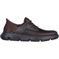 Skechers Garza Gervin Chaussures À Lacets En Cuir Pour Hommes, Couleur Chocolat.