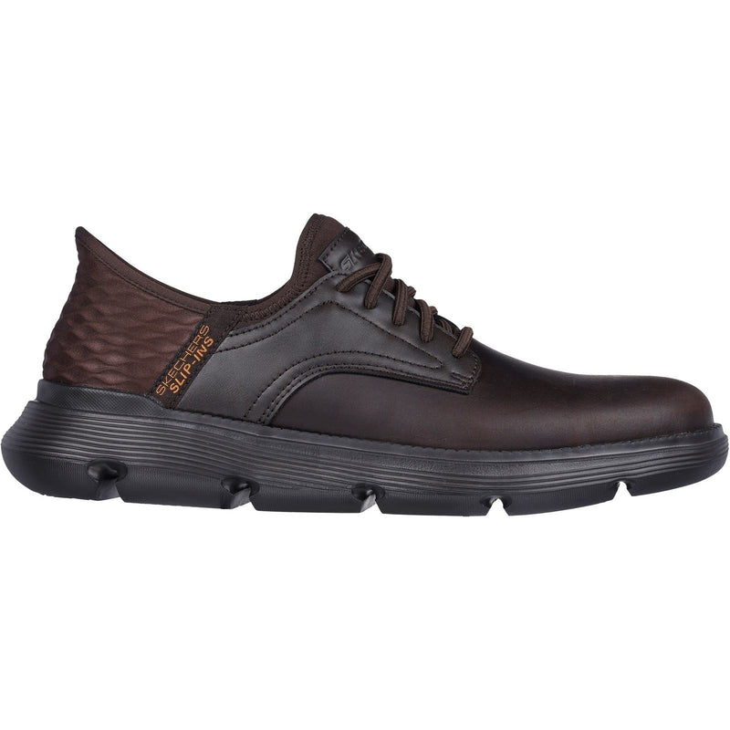 Skechers Garza Gervin Chaussures À Lacets En Cuir Pour Hommes, Couleur Chocolat.