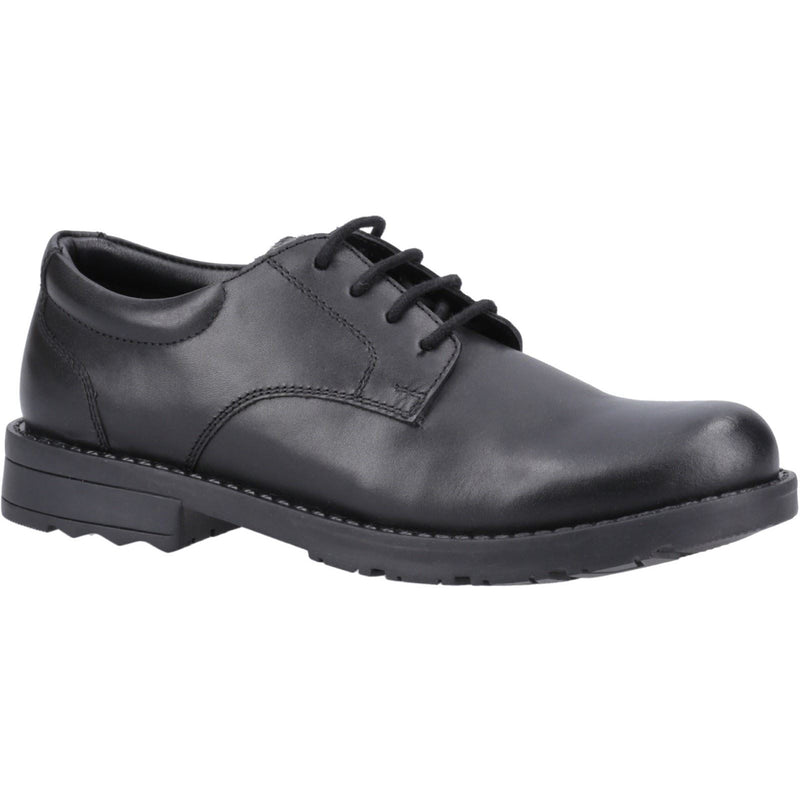 Hush Puppies Bruno Senior Chaussures Derby Noires En Cuir Pour Garçons