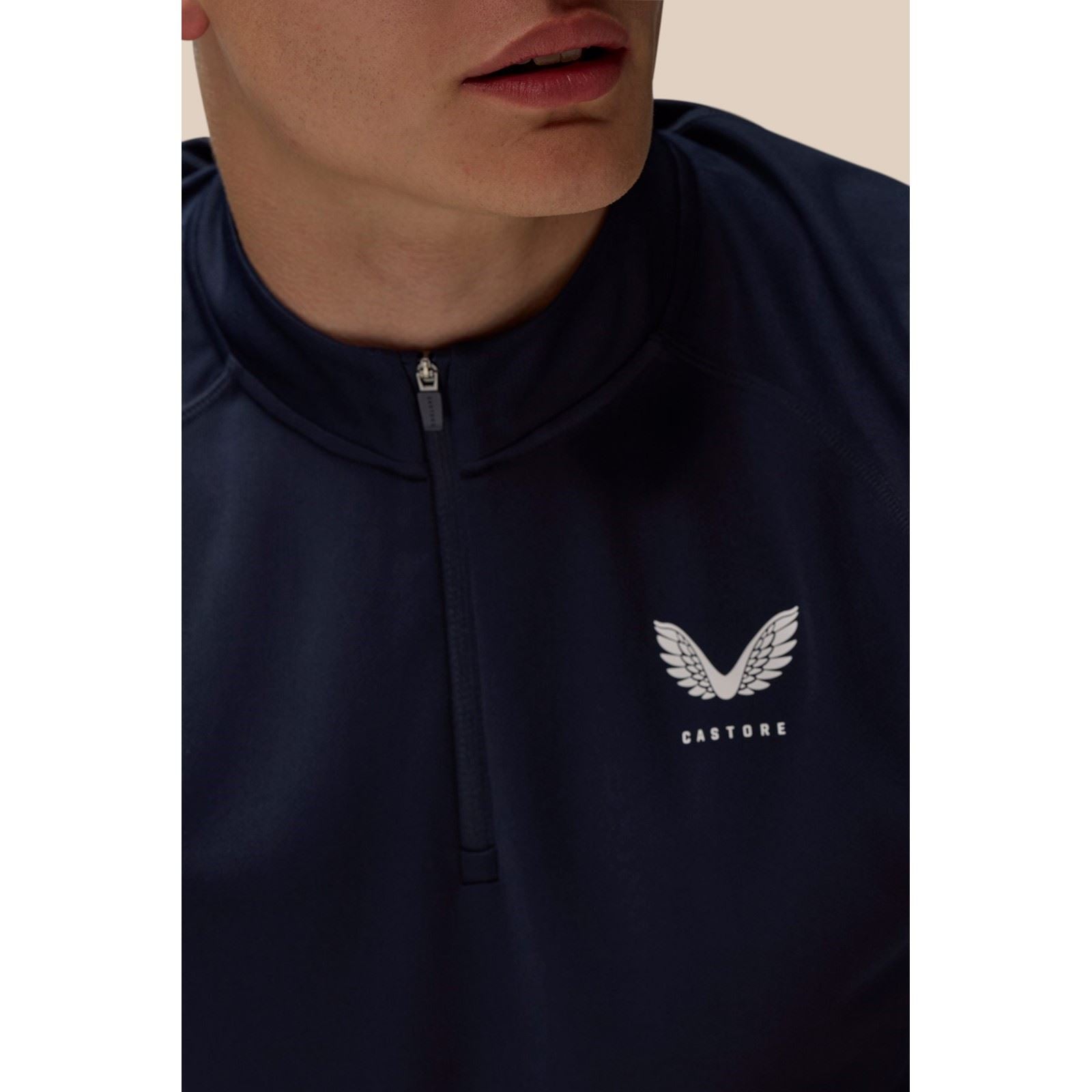 Castore Adapt Training 1/4 Zip Top T-Shirts De Sport Pour Hommes En Polyester Bleu