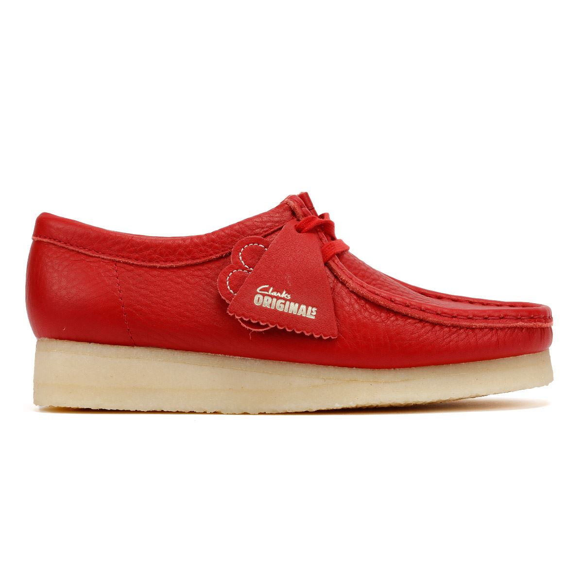 Clarks Originals Wallabee Chaussures Rouges En Cuir Pour Femmes