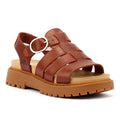 Timberland Clairemont Way Fisherman Sandales Rouges En Cuir Pour Femmes