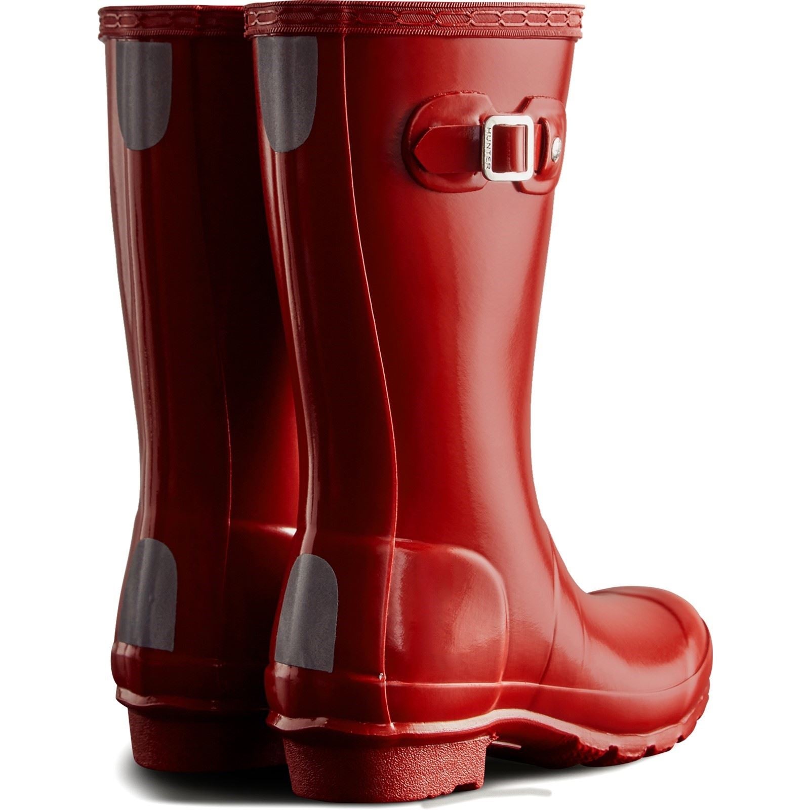 Hunter Junior Originals Gloss Bottes De Pluie Militaires Rouges En Caoutchouc Unisexe Pour Enfants