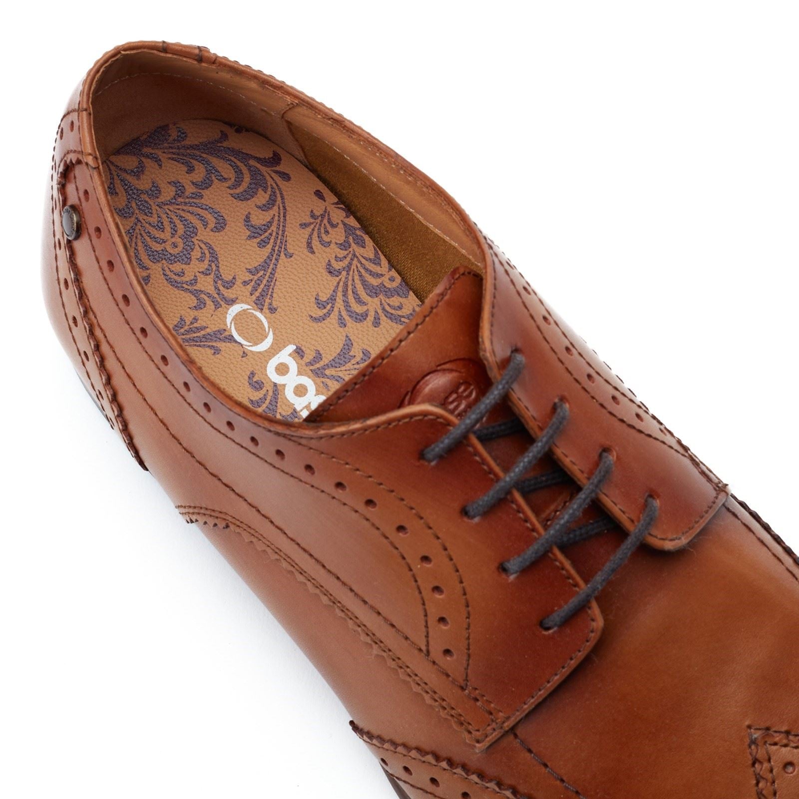 Base London Barbera Chaussures En Cuir Pour Hommes Brogues Tan